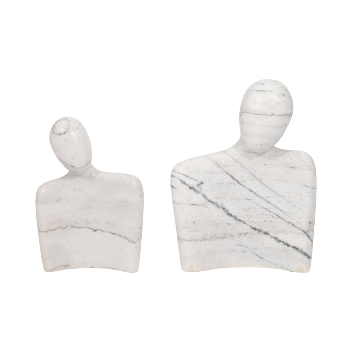 Marble 8 / 10" Hugging Couple (Set of 2) - White