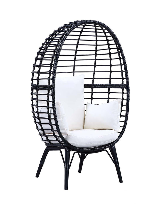 Penelope - Patio Lounge Chair - Light Gray Fabric & Black Finish