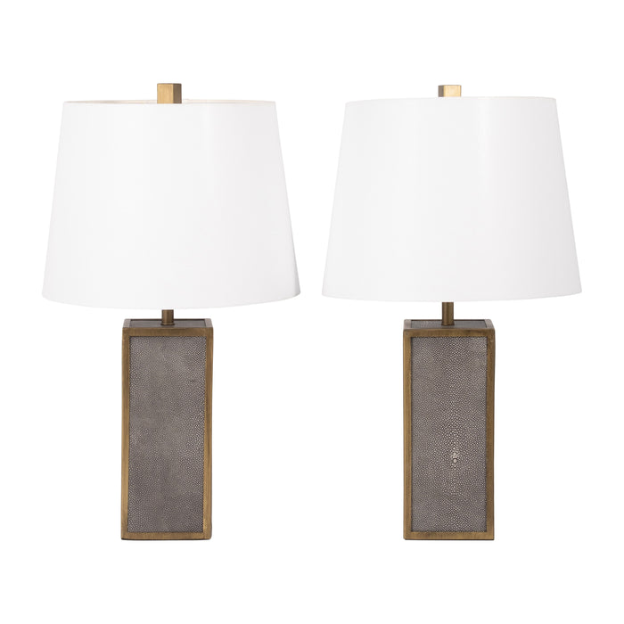 Resin 24" Table Lamp (Set of 2) - Gray / Gold