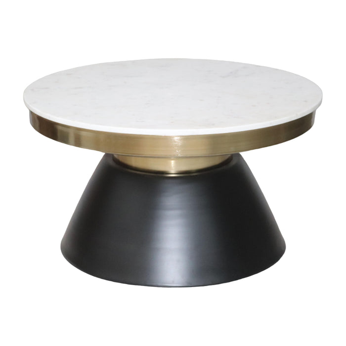 17" Marble Top Round Coffee Table - Black & Gold