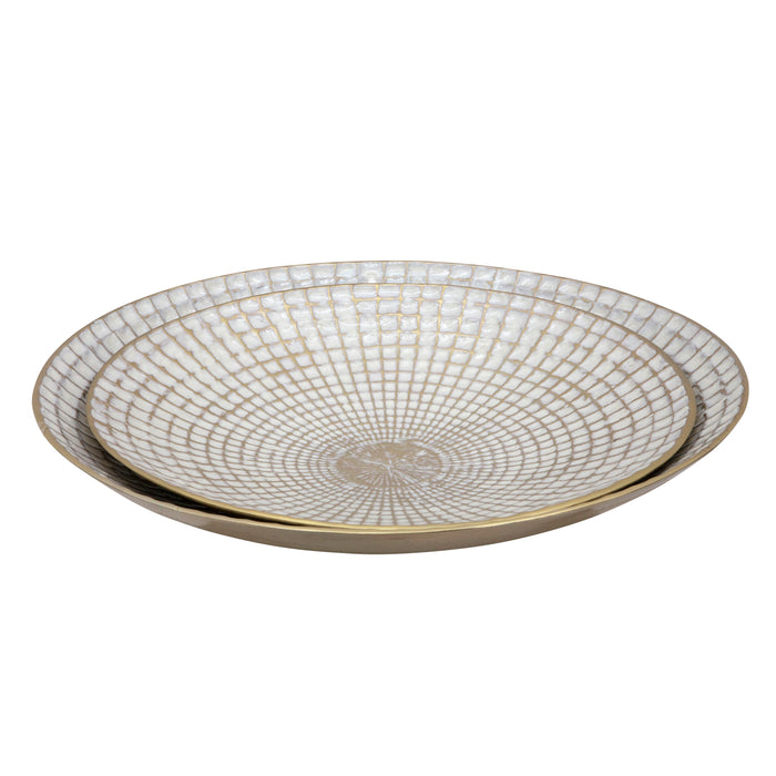 Metal Round Plates 18 / 21" (Set of 2) - Ivory / Champagne