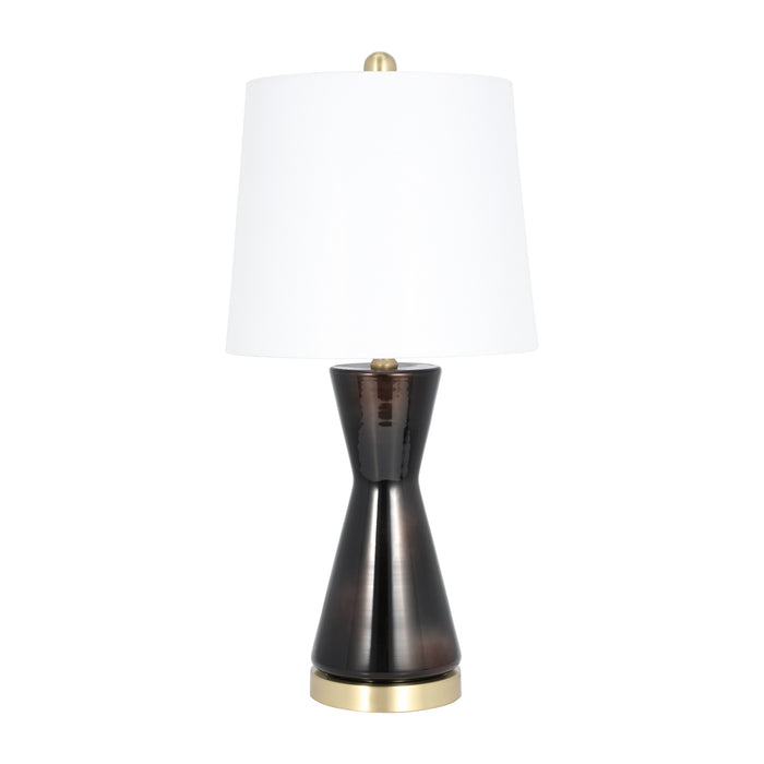 Glass 24" Concave Table Lamp - Black