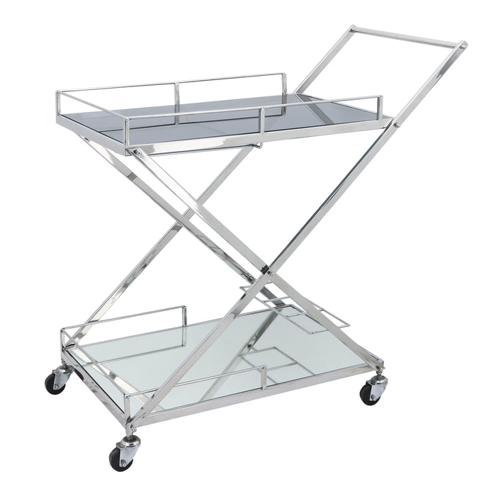 Two Tier Rolling Bar Cart 33" - Silver