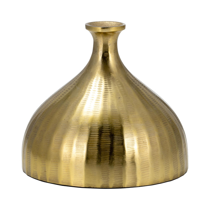Metal Bulbous Vase 7" - Gold