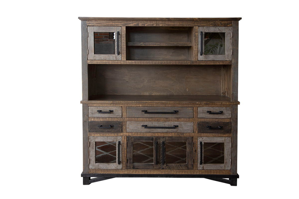 Loft Brown - Buffet And Hutch With 6 Drawers / 6 Doors - Two Tone Gray / Brown