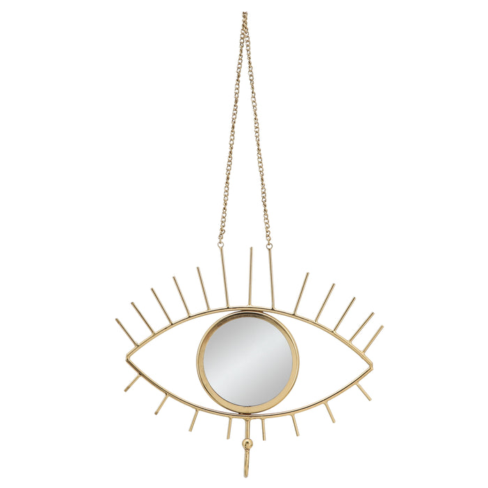 Metal Eye Wall Deco With Mirror 14" - Gold