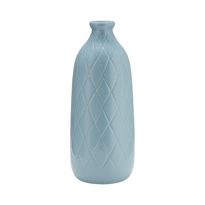 Ceramic Plaid Textured Vase 16" - Cameo Blue