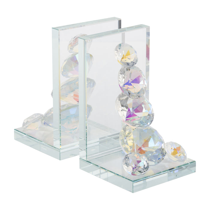 Crystal Diamond Bookends (Set of 2) - Rainbow