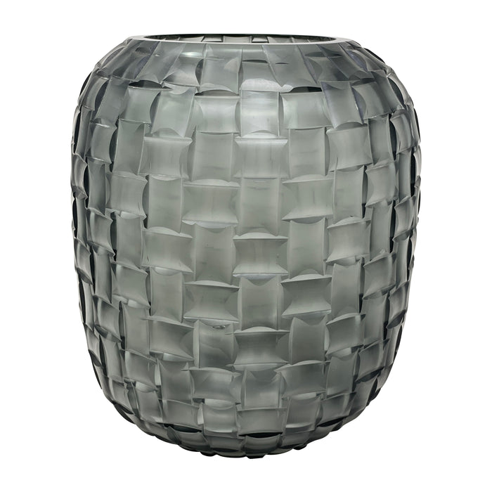 Jordan Glass 9" Woven Finish Vase - Gray