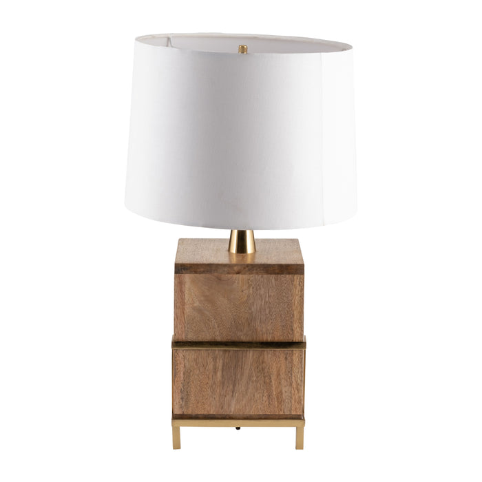 Wood 24" Cylindrical Table Lamp - Gold/Natural