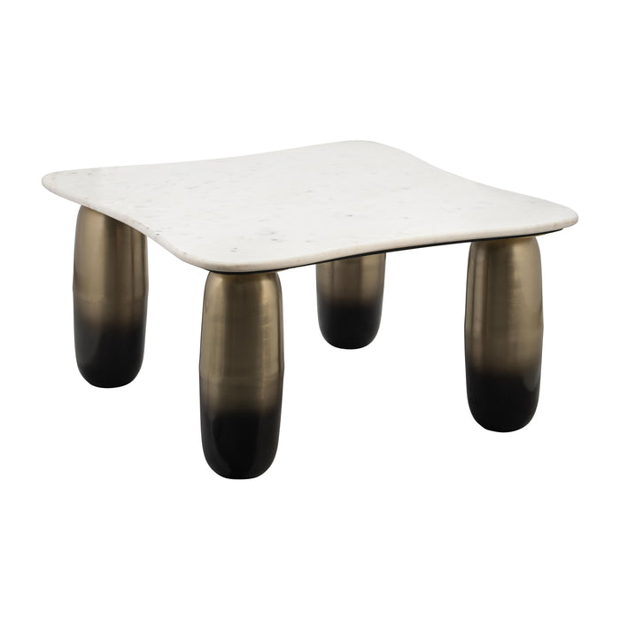 Marble / Metal Coffee Table 30 x 16" - White / Gold