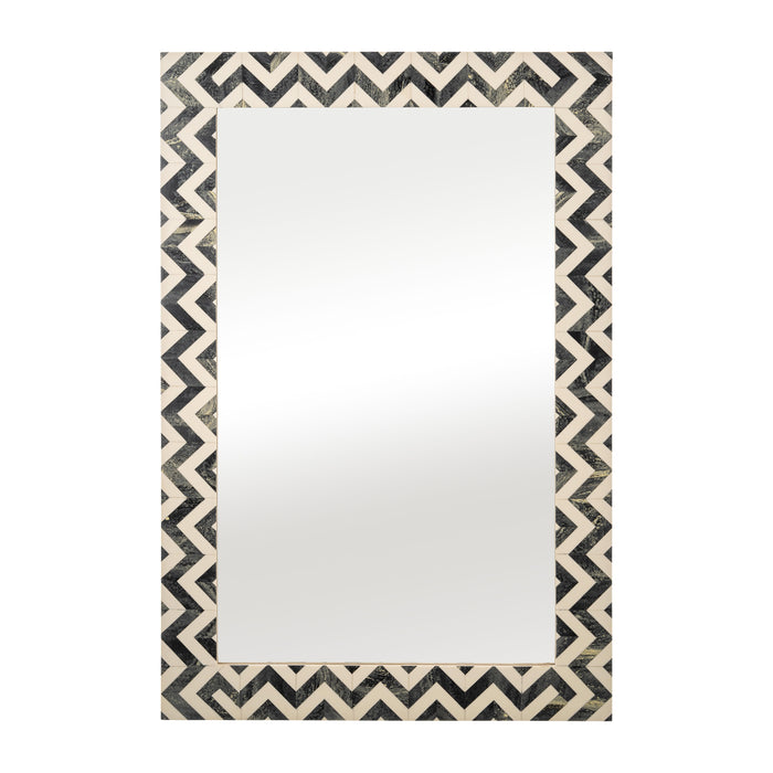 Resin Chevron Rect Mirror 24 x 36" - Gray / White