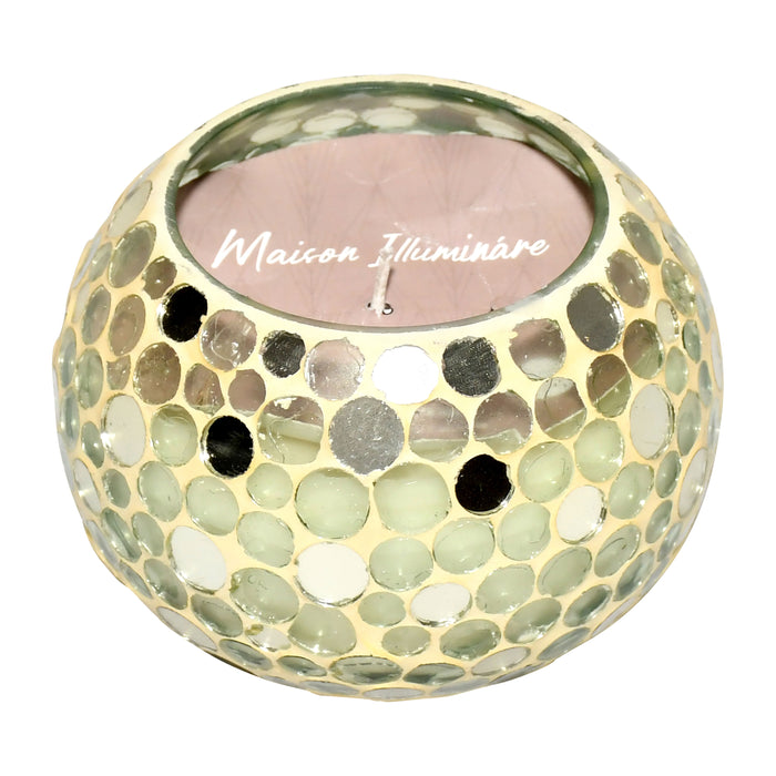 5" 19 Oz Spiced Pear Mosaic Candle - Champagne