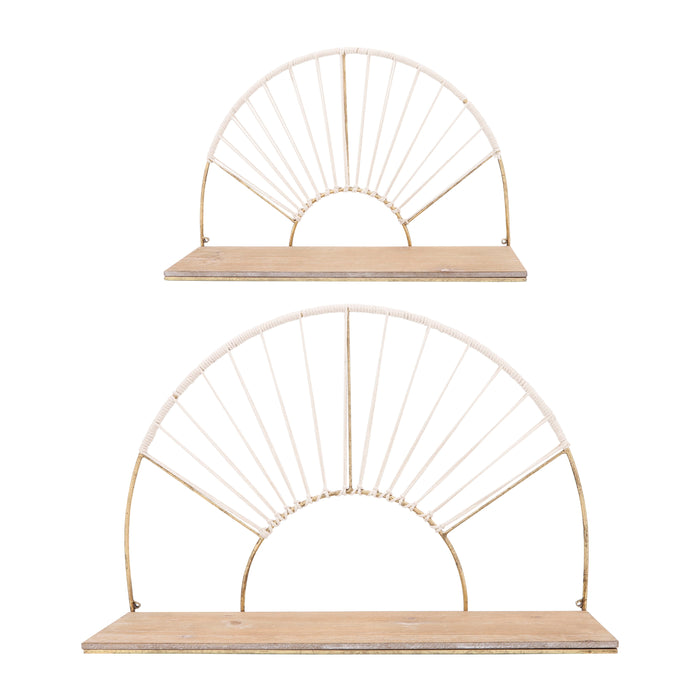 Metal Arched Wall Shelves (Set of 2) - Gold