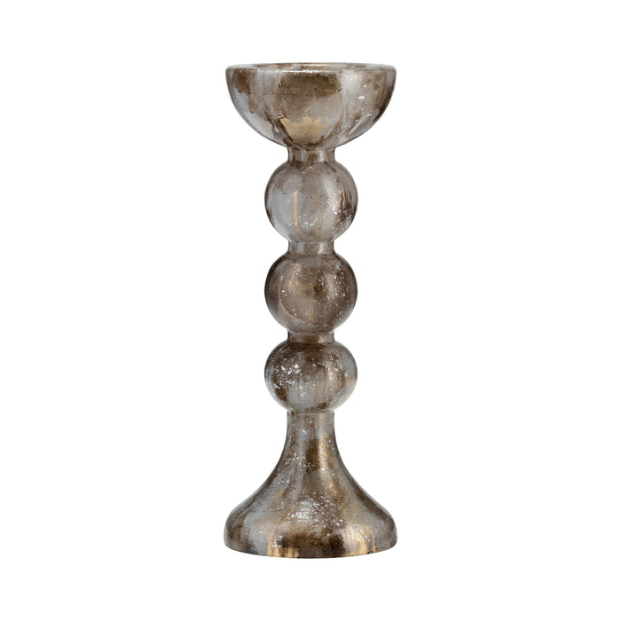 Glass Bubbly Candle Holder 15" - Brown