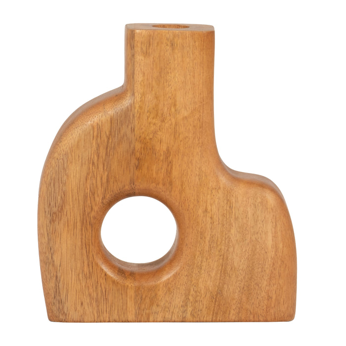 Wood 8" Circle Cut-Out Vase - Natural