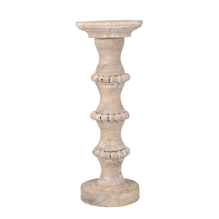 Wooden Antique Style Candle Holder 14" - Beige