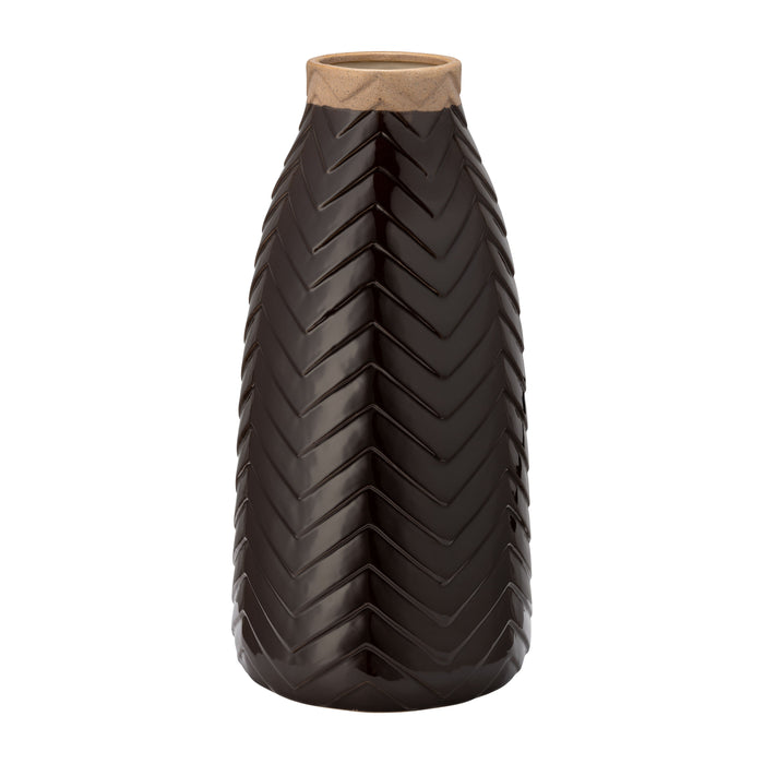 Ceramic Chevron Vase 18" - Java