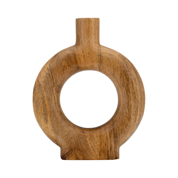 Wood 12" Donut Shaped Vase - Brown