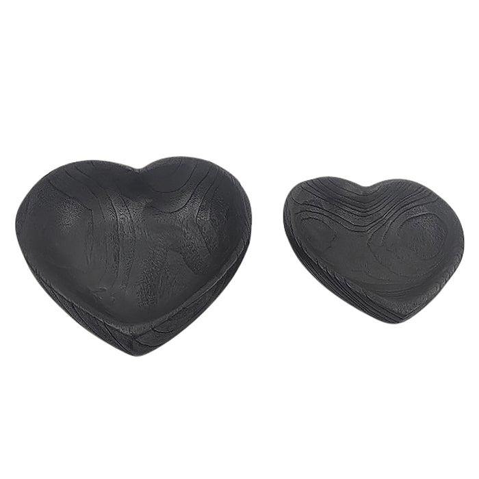 Wood Heart Bowls 9/10" (Set of 2) - Black