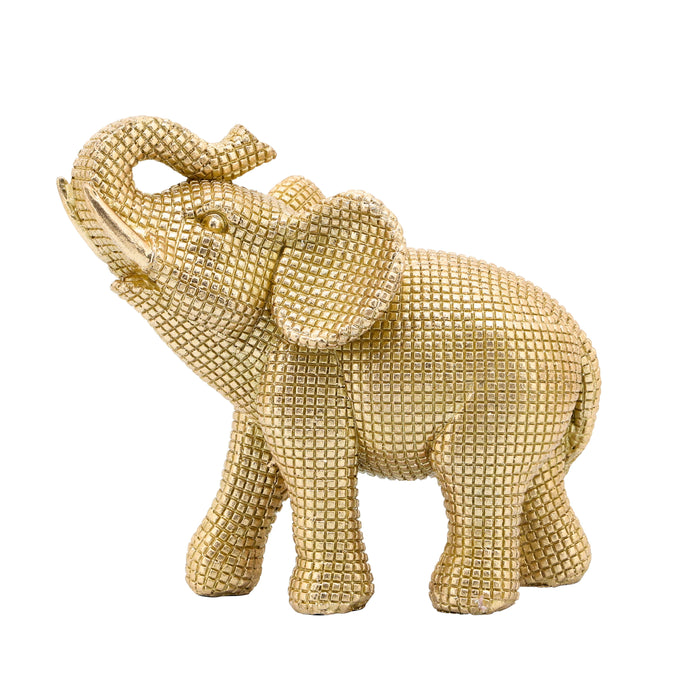 Resin Elephant Table Accent 7" - Gold