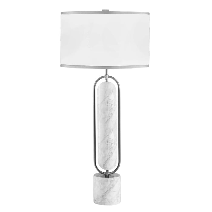 Metal / Marble Table Lamp 30" - Silver / White