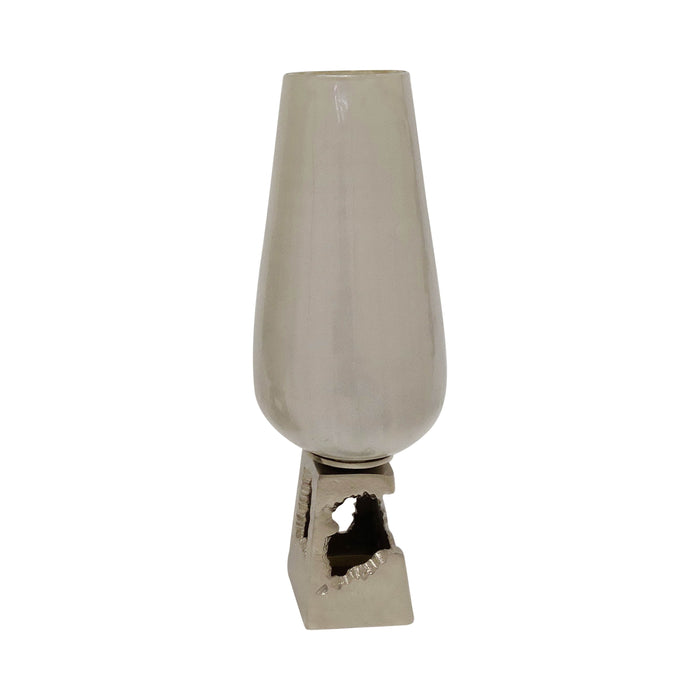 Vase With Base - Pearl White