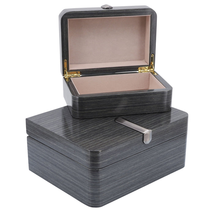 Wood Box With Metal Clasp 7 / 9" (Set of 2) - Gray