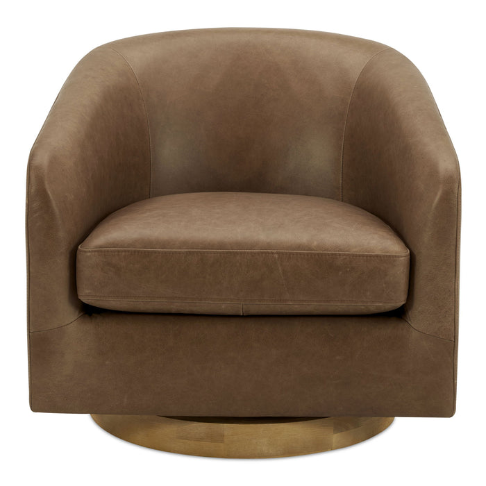 Oscy - Leather Swivel Chair - Tan