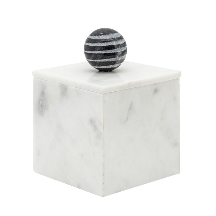 Marble Box With Orb 5 / 7" - White