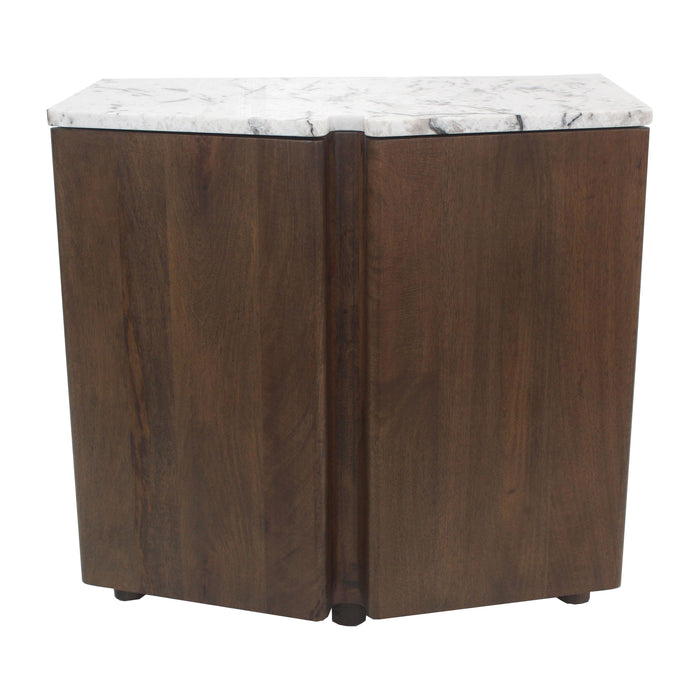Wood 32 x 30 Marble Top Sideboard - Dark Brown