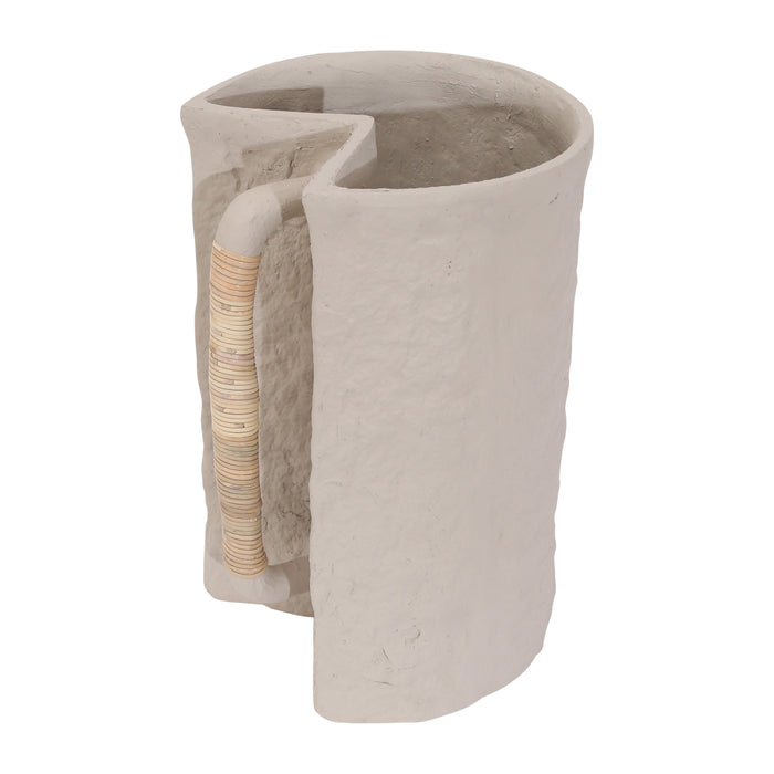 Ecomix 12" Crafted Vase With Handle - Ivory