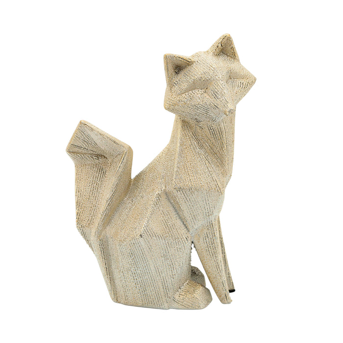 Ceramic 10" Beaded Fox Figurine - Champagne