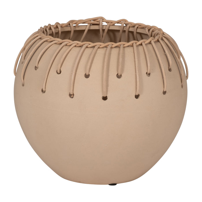Cer Bowl With Weaving 9" - Natural