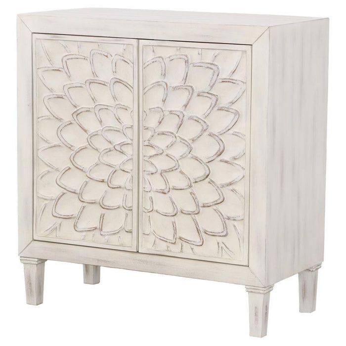 Clarkia - Accent Cabinet With Floral Carved Door - White