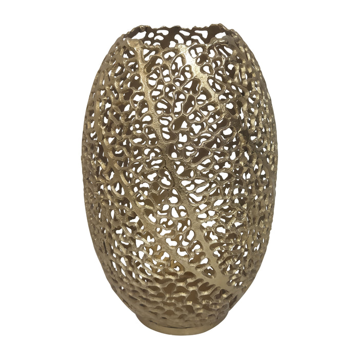 15" Meadow Metal Urn Shape Vase - Gold