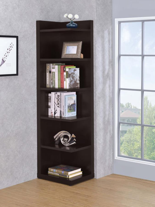 Pinckard - 6-Tier Corner Bookcase - Cappuccino