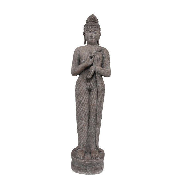Polyresin Standing Buddha 61" - Gray