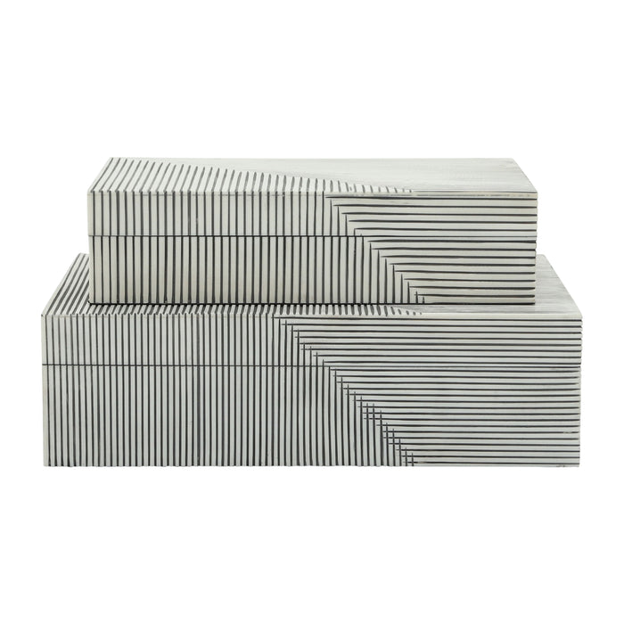 Resin (Set of 2) Ridged Boxes - White