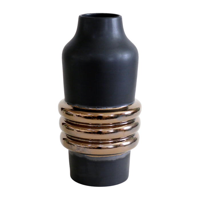 19" Calorin Oversized Tribal Vase - Black / Gold