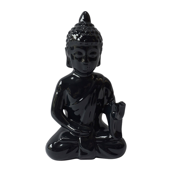 Ceramic Seated Buddha 10" - Navy Blue
