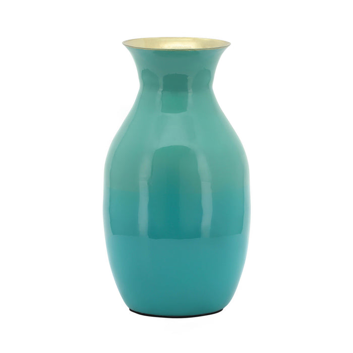 Metal Olpe Vase 9" - Green