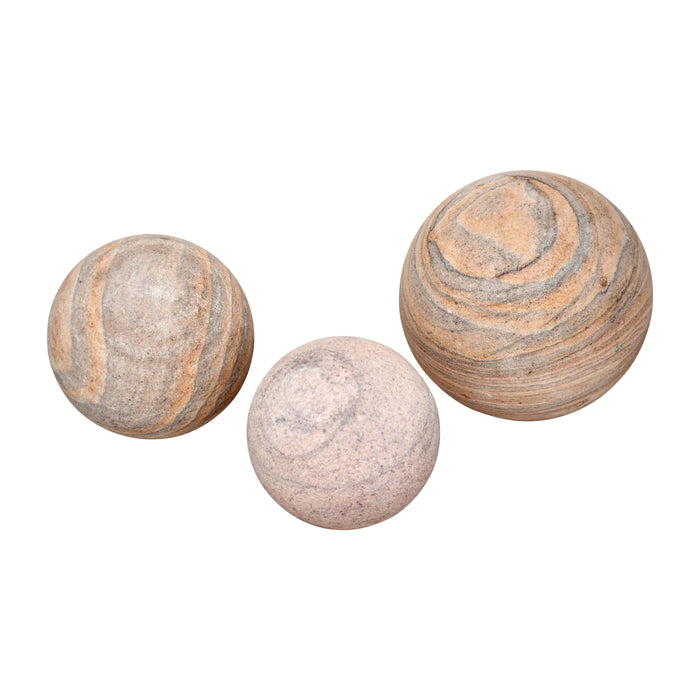 Maverick Sandstone Spheres (Set of 3) - Natural
