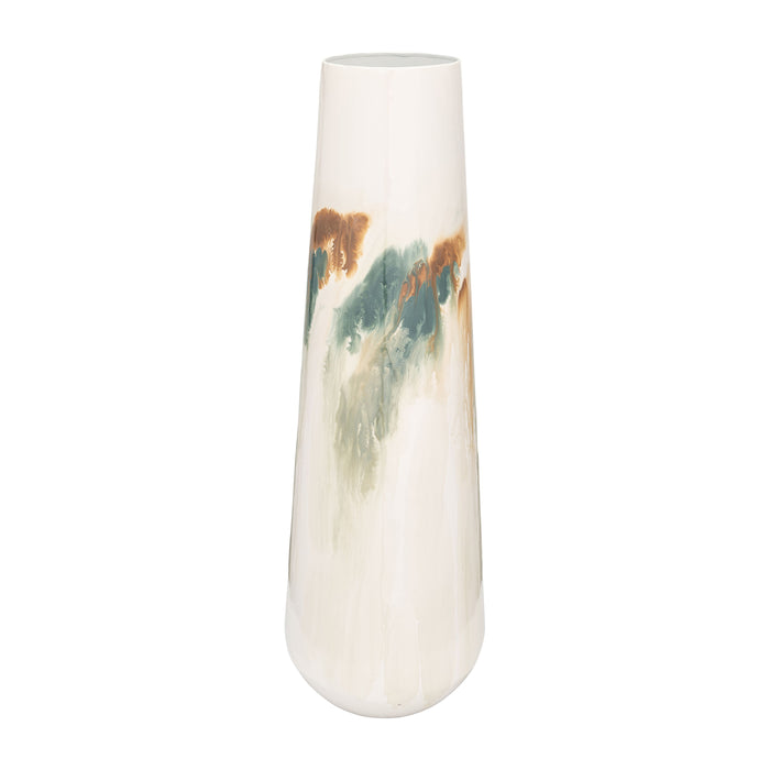 Iron 23" Colored Stained Vase - White