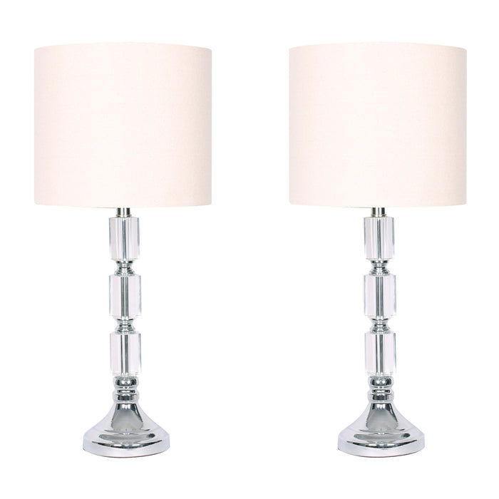 Crystal Cndlstck Table Lamps 26" (Set of 2) - Chrome