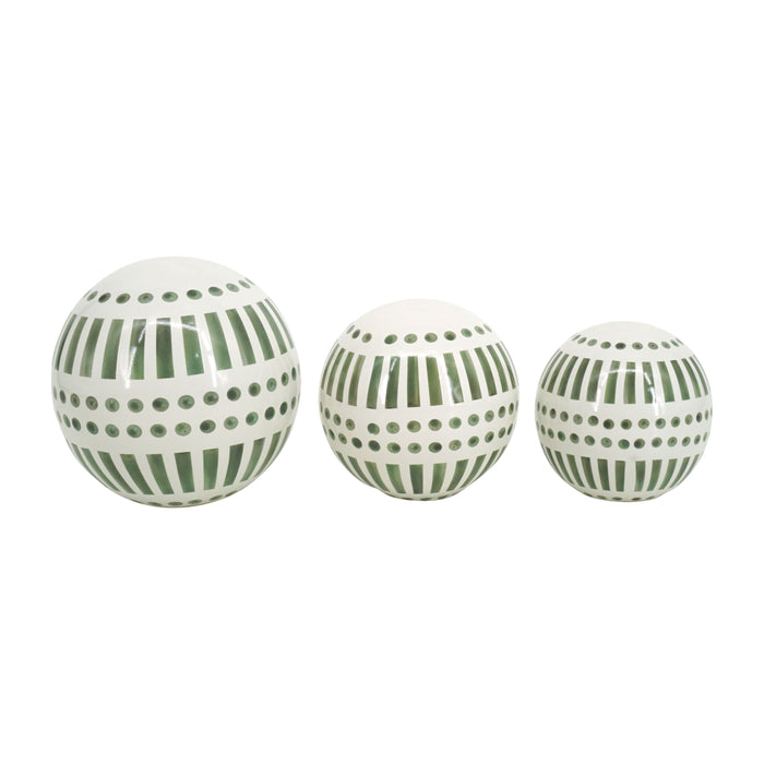 Ceramic 6/5/4" Orbs (Set of 3) - Dark Sage Green