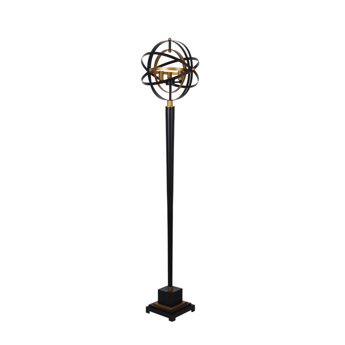 Metal Armillary Floor Lamp 60" - Black / Bronze