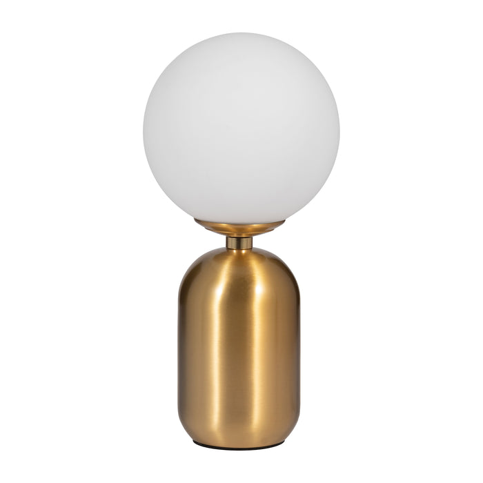 Glass / Metal 15" Frosted Globe Table Lamp - Gold