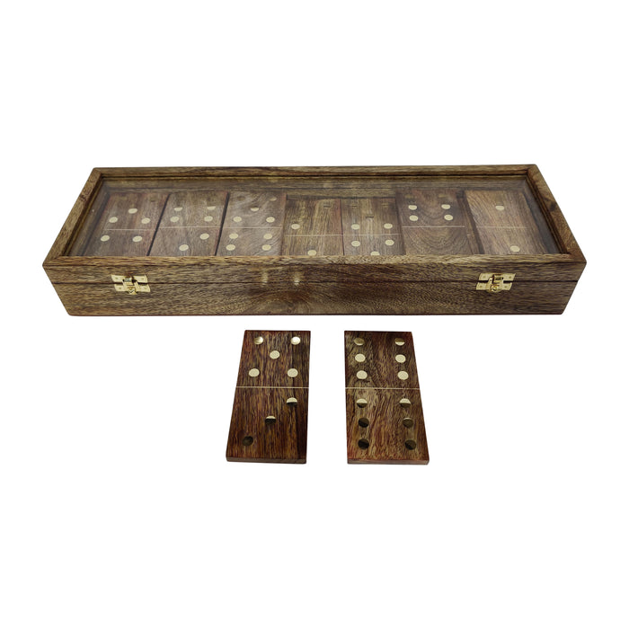 Wood 19 x 6" Dominoes Box - Brown