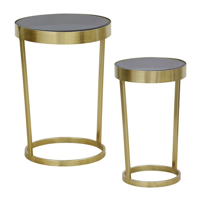 Metal (Set of 2) 20/23" Round Contemporary Side Tables